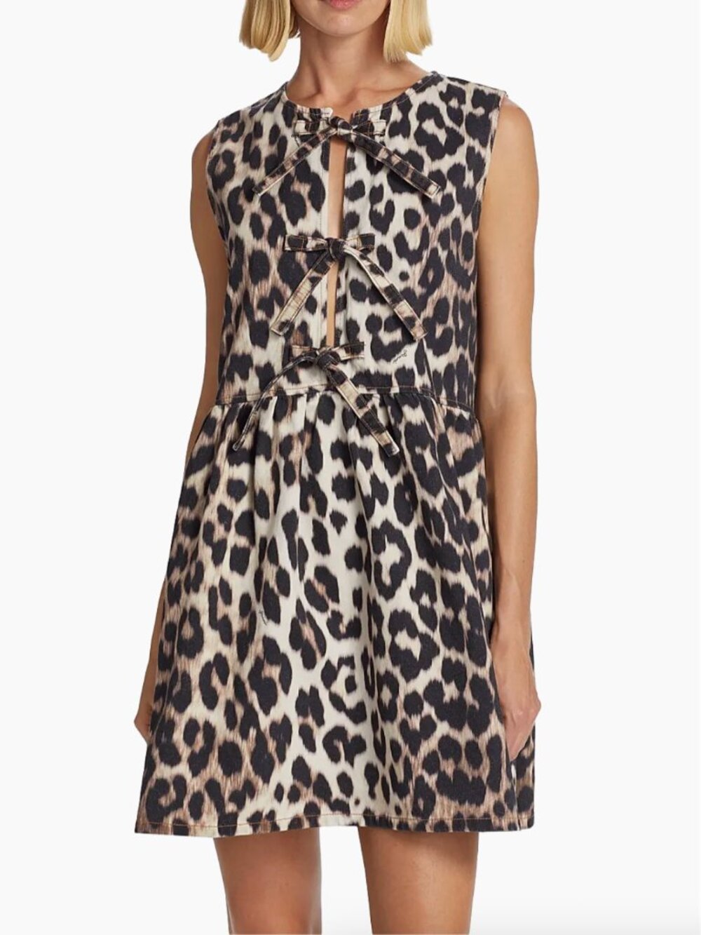 Ganni  Leopard-Print Sleeveless Minidress SMALL